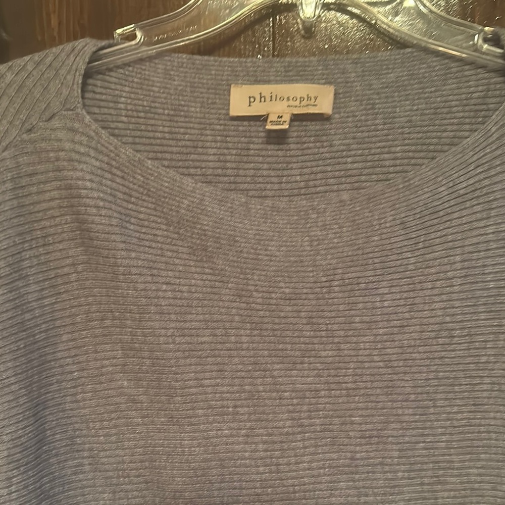 Philosophy Gray Ribbed Top